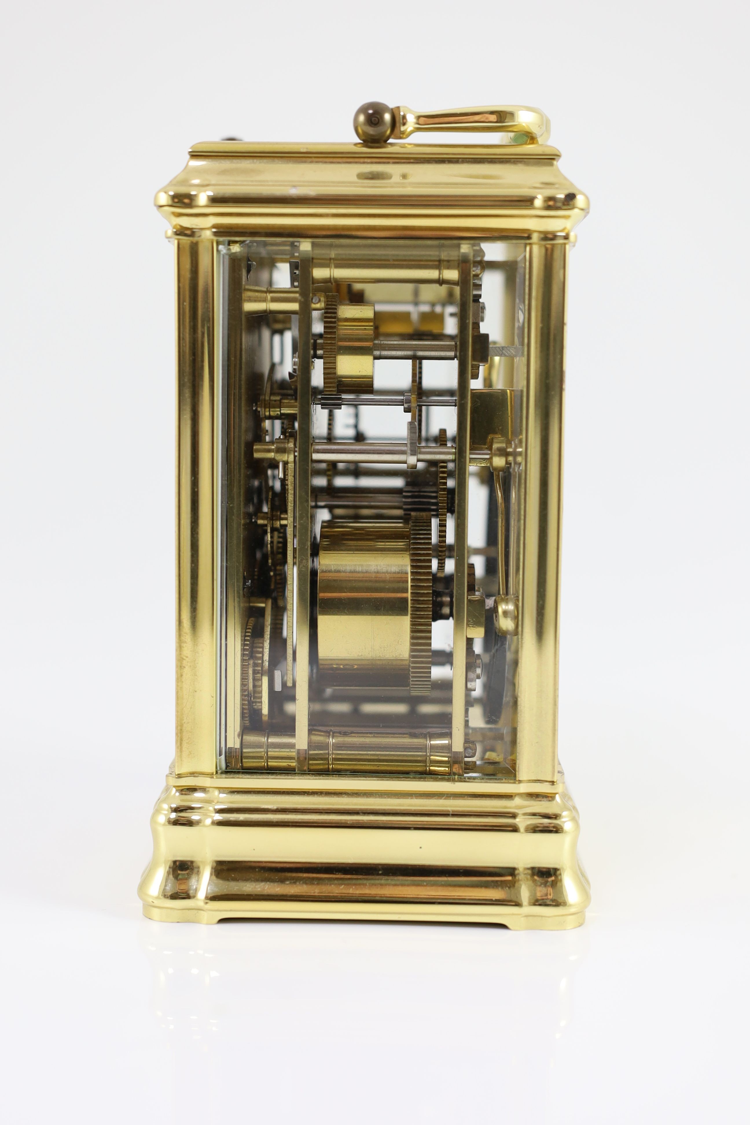 A L'Epée hour repeating brass carriage clock, width 9.5cm depth 8.5cm height 15.5cm
